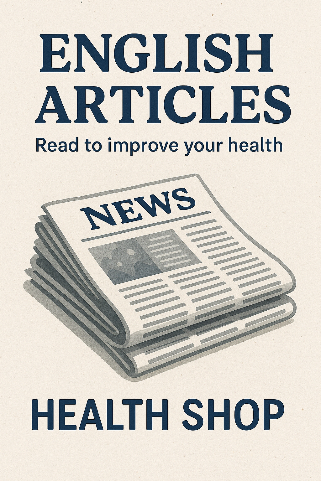 Generate.png image for my health shop for a catagory " English Articles " and slogan 